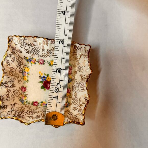 VTG James Kent LTD Longton 3015 England Ruffle Edge Trinket Floral Roses Dish - Picture 5 of 8